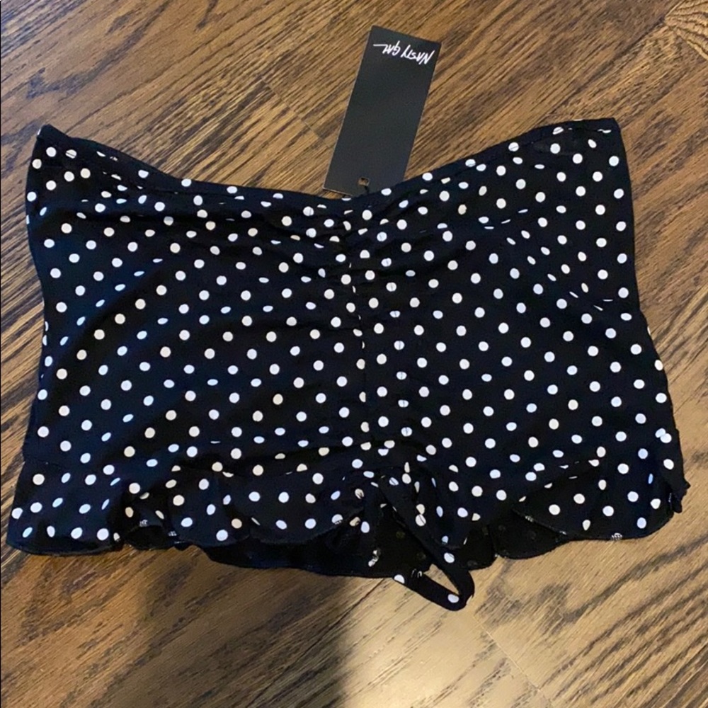 Black polka dot bandeau top